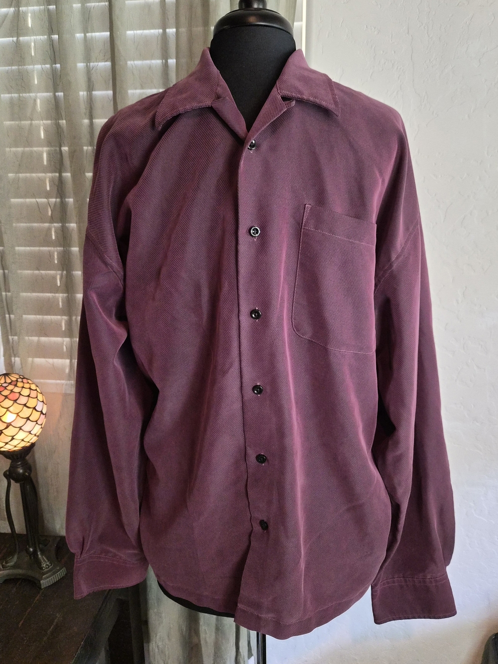 Vintage Haggar Men's Plum Long-Sleeve Dress Shirt XXL #0378